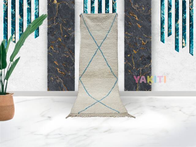 Yakiti - 2X8Ft Moroccan Rug, Beni Ourain Area Modern Wool Living Room Beniourain Handmade Soft Carpet, 72 cm X 240 - image 1