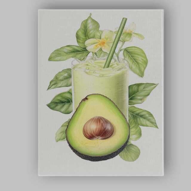 Fresh Avocado Smoothie Botanical Kitchen Canvas Wall Art Print Decor Picture Ready To Hang - image 1