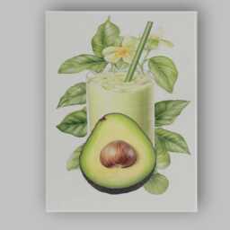 Fresh Avocado Smoothie Botanical Kitchen Canvas Wall Art Print Decor Picture Ready To Hang - thumbnail 1