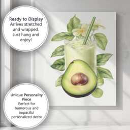Fresh Avocado Smoothie Botanical Kitchen Canvas Wall Art Print Decor Picture Ready To Hang - thumbnail 3