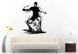 Soccer Game in Action Sketch Man Athlete Kicking Ball European Football Sport Wall Decal Vinyl Sticker Mural Room Decor L797 - thumbnail 1