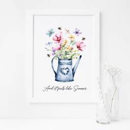 Wildflower Bouquet Summer Art Print Bees & Butterflies - Unframed - thumbnail 2