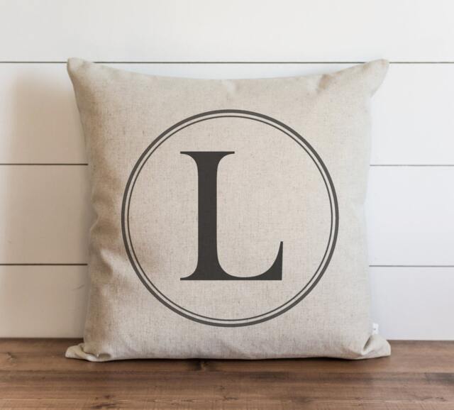Round Monogram 20 X Pillow Cover // Typography Housewarming Gift Wedding Throw Cushion Accent - image 1