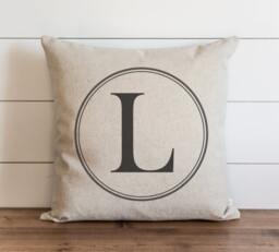 Round Monogram 20 X Pillow Cover // Typography Housewarming Gift Wedding Throw Cushion Accent - thumbnail 1