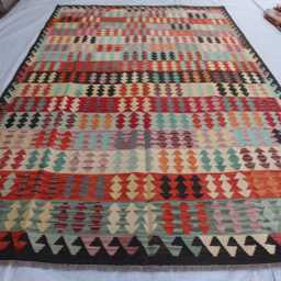 7x10 Afghan Stunning Kilim Rug, Turkmen Tribal Rug, Chubi Maimana New Flatweave Vintage Rug For Bedroom, Livingroom - thumbnail 2