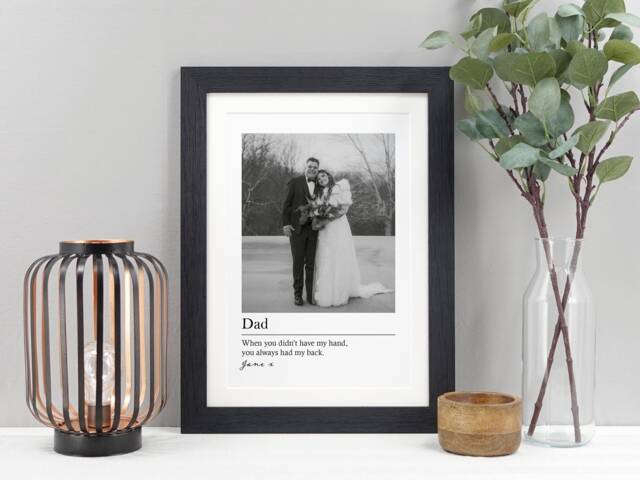 Personalised Photo Gift For Dad - Father's Day Custom Print Black & White Keepsake Birthday Va065 - image 1