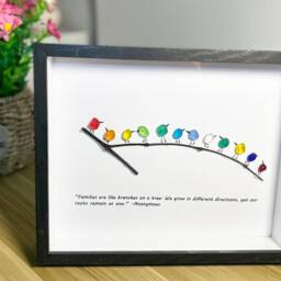Handmade Sea Glass Rainbow Birds Framed Art Family Quote Decor - thumbnail 3