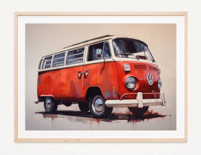 Volkswagen Camper Poster Print, Vw Poster, Bay Window Car Supercar