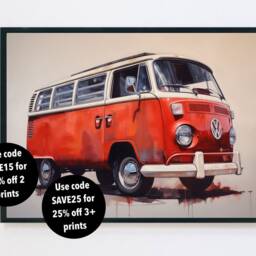 Volkswagen Camper Poster Print, Vw Poster, Bay Window Car Supercar - thumbnail 2