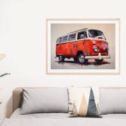 Volkswagen Camper Poster Print, Vw Poster, Bay Window Car Supercar - thumbnail 3