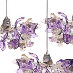 Triple Violet Gray Resin Flower Leaf Pendant Light Fixture Kitchen Island Dining Room Ceiling Decor - thumbnail 2