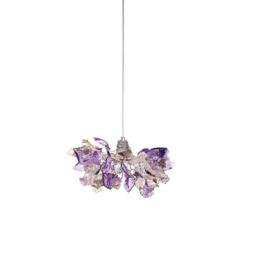 Triple Violet Gray Resin Flower Leaf Pendant Light Fixture Kitchen Island Dining Room Ceiling Decor - thumbnail 4