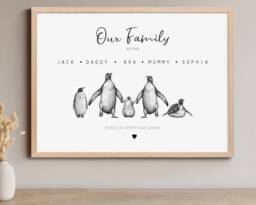 Personalised Penguin Family Print, Our Gift, Birthday Christmas - thumbnail 1