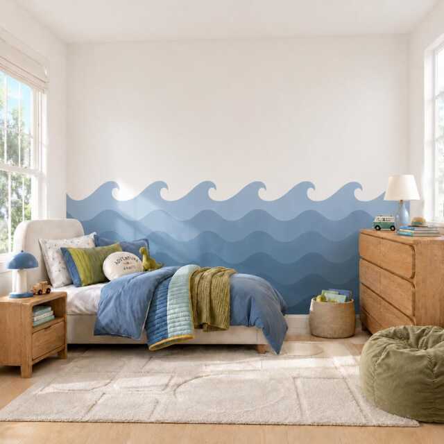 Ocean Wave Wall Decal, Beach Nursery Decor, Coastal Kids Room Mural - image 1