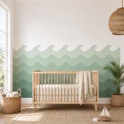 Ocean Wave Wall Decal, Beach Nursery Decor, Coastal Kids Room Mural - thumbnail 2