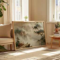 Misty Cliff Poster, Pine Mountain Print, Nature Wall Art, Paper - thumbnail 4