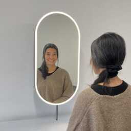 Set Of Two Capsula Illuminated Countertop Mirrors With Blackened Metal Frame - thumbnail 3