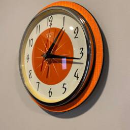 Mid Century Atomic Jetsons Style Wall Clock in In Neon Tangerine - thumbnail 3
