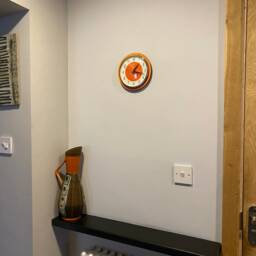 Mid Century Atomic Jetsons Style Wall Clock in In Neon Tangerine - thumbnail 4