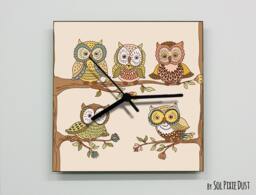 Cute Owls in A Tree Wall Clock - Kids Nursery Room, Teens Baby Room - thumbnail 1