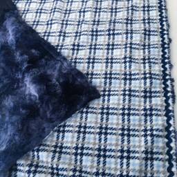 Gone Plaid Minky Baby Blanket - Navy, Light Blue, Gray, & White - thumbnail 2