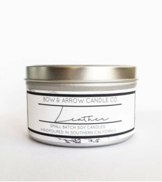 8 Oz Natural Soy Candle Leather Scented - Tin Candles Masculine