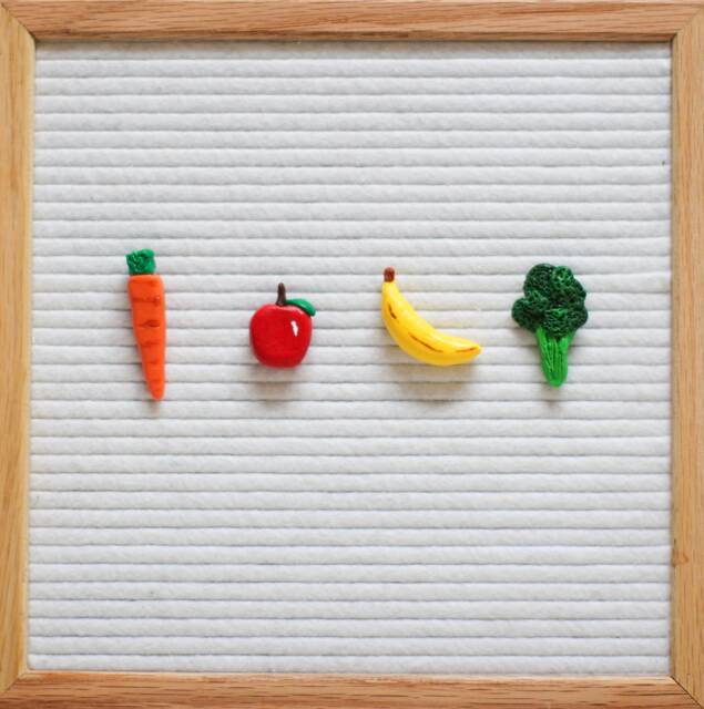 Felt Letter Board Ornaments Handmade Clay Fruits & Veggies Set - image 1