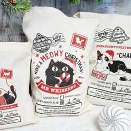 Personalised Christmas Stocking For Cats, Custom Santa Sack Pets, Cat Lover Gifts, Treats & Toys New Kitten Presents - thumbnail 2