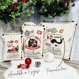 Personalised Christmas Stocking For Cats, Custom Santa Sack Pets, Cat Lover Gifts, Treats & Toys New Kitten Presents - thumbnail 4