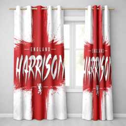 Personalised Name England Flag Curtains Football Trophy Supporter Decor St Georges Cross Sports Match Fan Bedroom Window Drapes Gift For Him - thumbnail 4