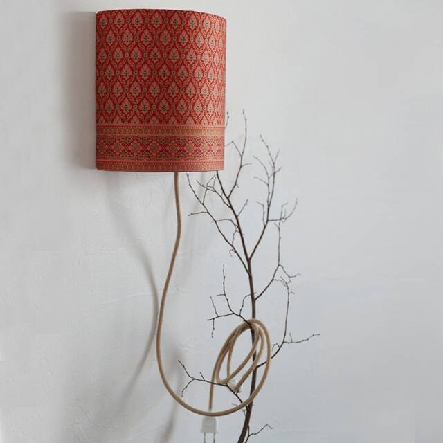 Half-Moon Wall Light in Ethnic Fabric For Boho Decoration, 25x25 cm - image 1