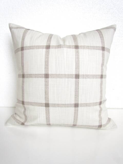 Tan Farmhouse Pillows Pillow Covers Taupe Ecru Buffalo Check Khaki Plaid Home Decor - image 1