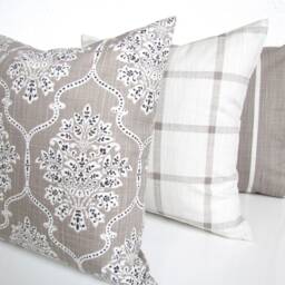 Tan Farmhouse Pillows Pillow Covers Taupe Ecru Buffalo Check Khaki Plaid Home Decor - thumbnail 4
