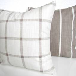 Tan Farmhouse Pillows Pillow Covers Taupe Ecru Buffalo Check Khaki Plaid Home Decor - thumbnail 2