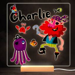 Funny Pirate Colourful Square Personalised Gift Warm White Led Lamp Night Light - Bedroom