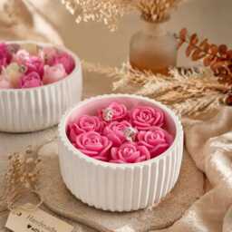 Luxury Rose Tulip Flower Candle Bowl - Handmade Soy Wax Floral Candles Gift Set Unique Home Decor Scented Garden - thumbnail 4