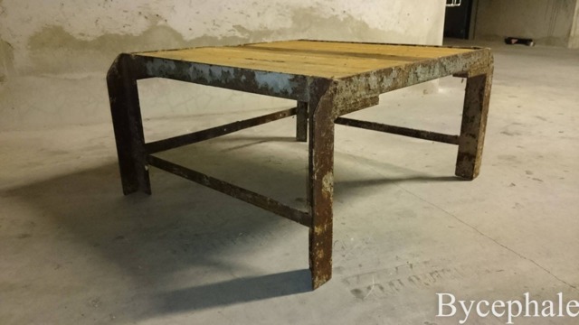 Table Basse Industrielle Bois Brut Pi??tement M??tal Design Loft Vintage Indus - image 1