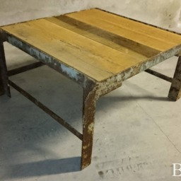 Table Basse Industrielle Bois Brut Pi??tement M??tal Design Loft Vintage Indus - thumbnail 2