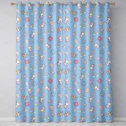 Cute Rainbow Bunny Flower Egg Pastel Kawaii Blue Background Seamless Pattern Readymade Eyelet Ring Top Thermal 100% Blackout Curtains - thumbnail 2
