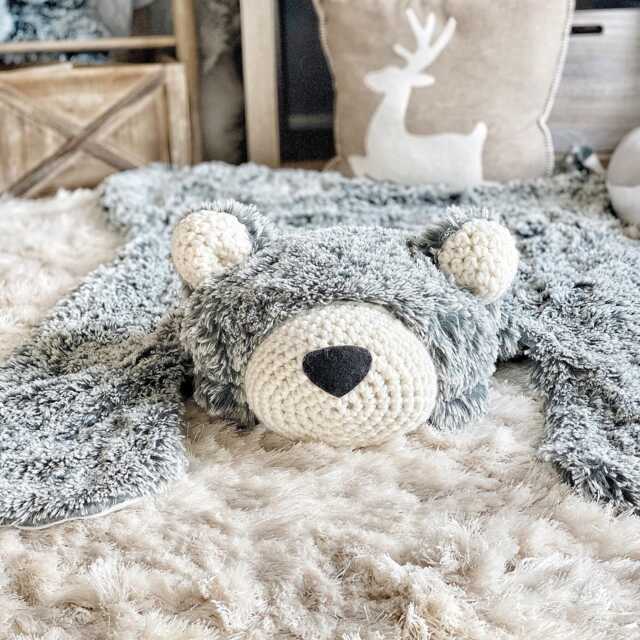 Gray Bear Rug in Faux Fur For Woodland Nursery Decor - image 1