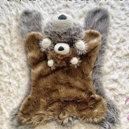 Gray Bear Rug in Faux Fur For Woodland Nursery Decor - thumbnail 4