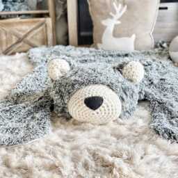 Gray Bear Rug in Faux Fur For Woodland Nursery Decor - thumbnail 1