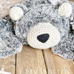 Gray Bear Rug in Faux Fur For Woodland Nursery Decor - thumbnail 2