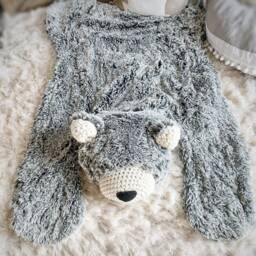 Gray Bear Rug in Faux Fur For Woodland Nursery Decor - thumbnail 3