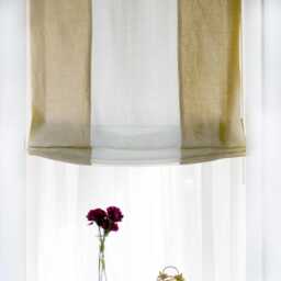 Parchment White Two Colors Combo 100% Linen Relaxed Roman Shades, Cl1010 - thumbnail 3