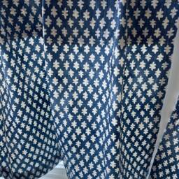 Gem Block Print Pattern Cotton Linen Texture Cafe Curtains , Tier Curtains, Kitchen Bathroom Window Treatments - thumbnail 2