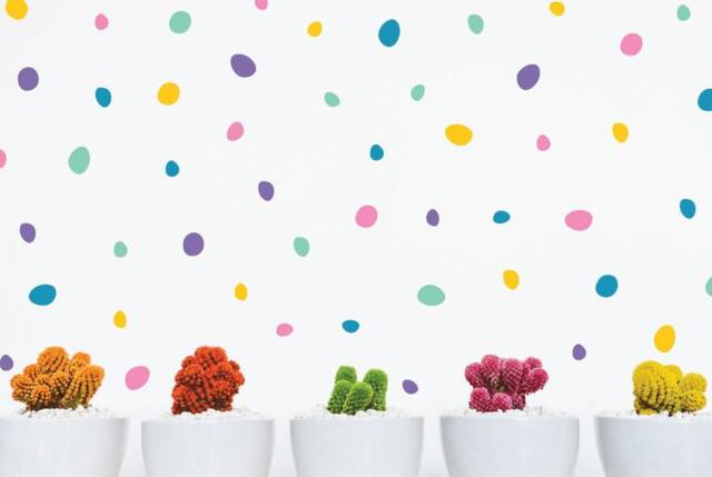 Polka Dot Wall Decals, Vinyl Colorful Decal, Gold Multicolored Nursery Girl Room Decal - image 1