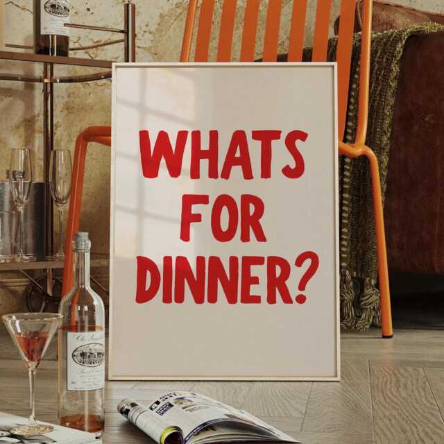 What's For Dinner? Print, Kitchen Funny Gift, Fun Quote, Wall Art, Would Eat Here Again, Food Lovers Art - image 1