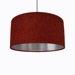 Terracotta Rust Tweed Lampshade in Herringbone Fabric & Silver Lining