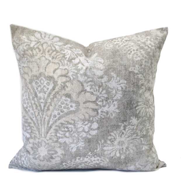 One Magnolia Pillow Cover, Cushion, Decorative Throw Pillow, Beige Grey Accent Floral Case - image 1